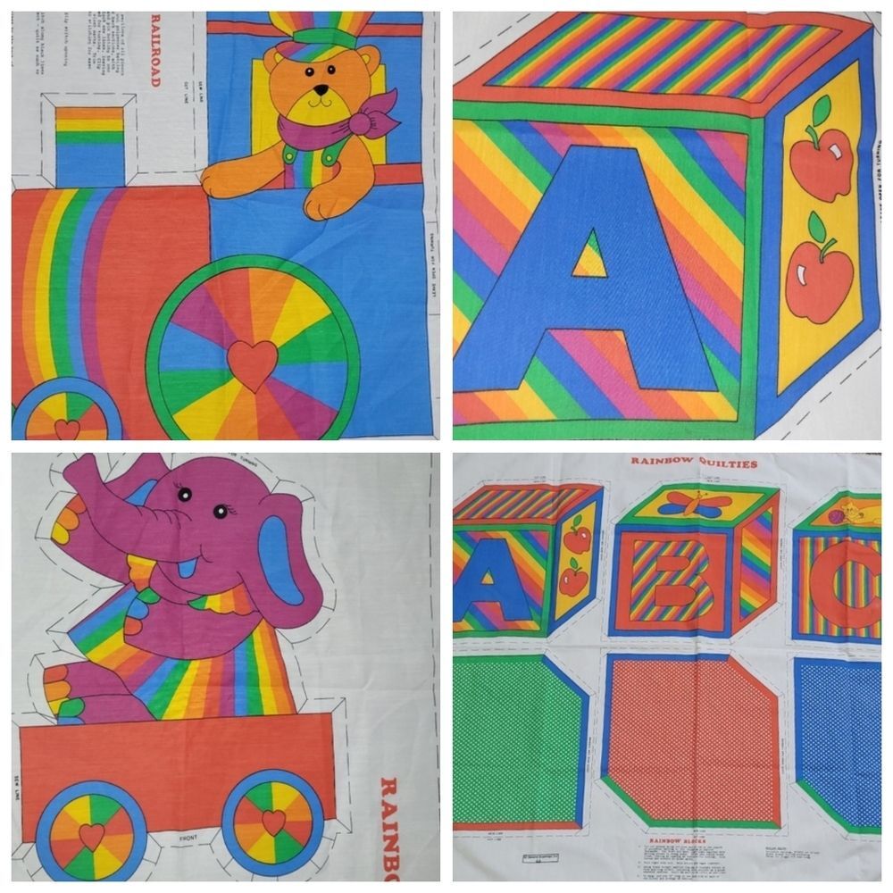 *8A Pillow pattern cutouts kids'room colorful makes 5 pillows alphabet & animal